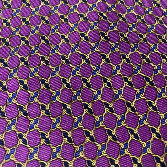 Brooks Brothers Makers Purple Blue Yellow Chain Tie Necktie Silk 58.5" 3… - Picture 3 of 8